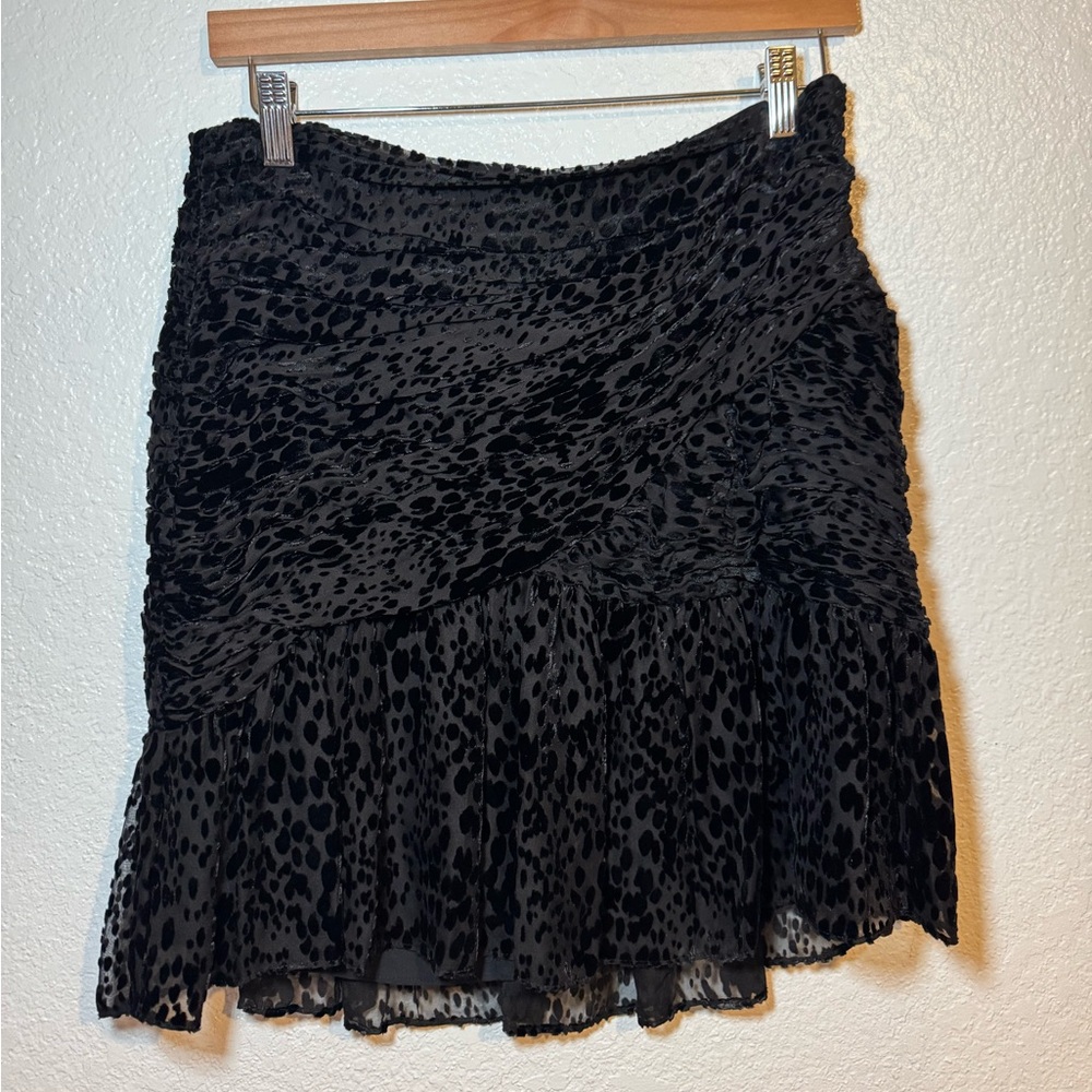 A.L.C. Corey Animal-print Velvet Burnout silk velvet Skirt In Black size 6 395$